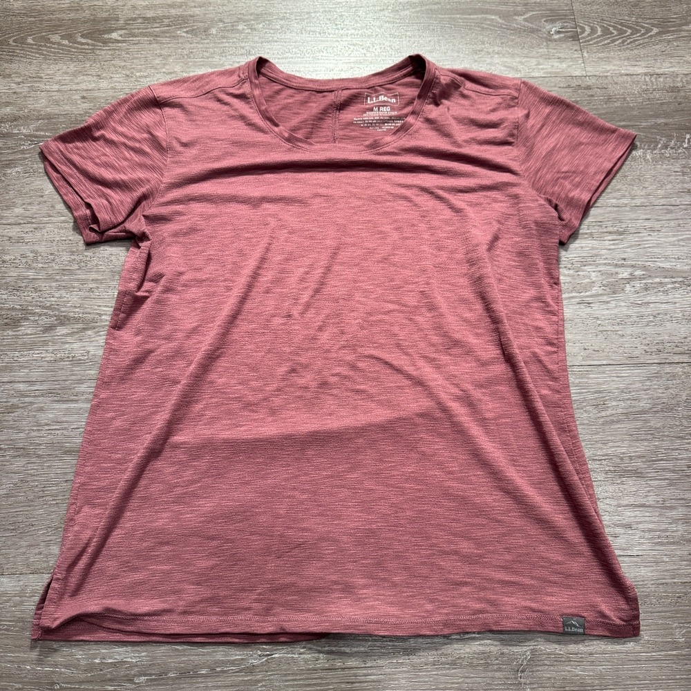 LL Bean Shirt Womens Medium Pink Performance Short Sleeve Tee Hike Gorpcore
